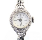 Vintage Benrus 14K white gold diamond wristwatch