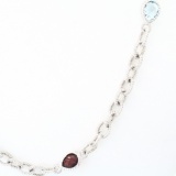 Estate Judith Ripka sterling silver multi-colored natural gemstones cable necklace