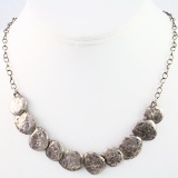 Vintage Silpada sterling silver hammered discs curb necklace