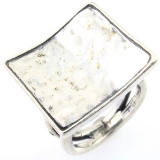 Estate Silpada sterling silver square ring with hammered finish