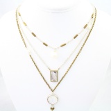 Estate Silpada sterling & brass cultured pearl, mother-of-pearl & Swarovski crystal necklace