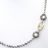Authentic estate Konstantino 18K yellow gold & sterling silver pearl necklace with cultured pearls