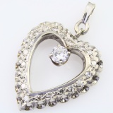 Estate 10K rose gold diamond heart pendant