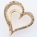 Estate 10K rose gold diamond heart pendant