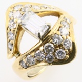 Vintage unmarked 18K yellow gold diamond cocktail ring