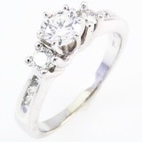 Estate 14K white gold three-stone diamond ring