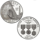 1994 U.S. proof Vietnam War Memorial commemorative silver dollar