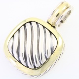 Authentic estate David Yurman 18K yellow gold & sterling silver cable pendant