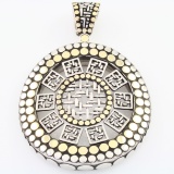 Large authentic estate John Hardy 18K yellow gold & sterling silver pendant from the Dot Collection