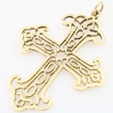 Estate James Avery 14K yellow gold scroll cross pendant