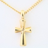 Estate James Avery 14K yellow gold cross necklace with James Avery 14K yellow gold curb chain