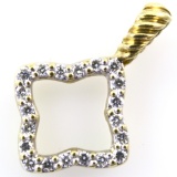 Authentic estate David Yurman 18K yellow gold diamond quatrefoil pendant