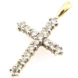 Estate 10K yellow gold diamond cross