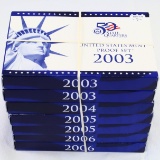 Lot of 7 2003-2006 U.S. proof sets