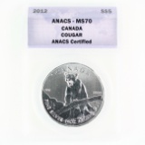 Certified 2012 Canada $5 silver Cougar