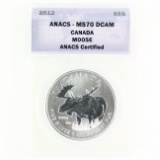 Certified 2012 Canada $5 silver Moose