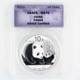 Certified 2011 China 10 yuan silver Pandas