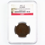 Certified 1853 U.S. braided hair large cent
