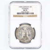 Certified 1909-J Germany silver 3 mark