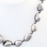 Estate sterling silver cultured & faux pearl necklace
