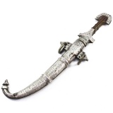 Vintage silver-plated brass & wooden Moroccan Jambiya dagger