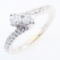 Estate 14K white gold diamond bypass ring