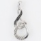 Estate sterling silver white & black diamond pendant