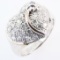 Estate 18K white gold diamond heart & flower ring