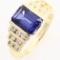 Estate 14K yellow gold diamond & kyanite ring