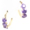 Pair of 10K yellow gold purple cubic zirconia hoop earrings