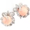 Pair of vintage Art Nouveau palladium diamond & coral earrings