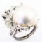 Vintage Art Nouveau palladium diamond & mabé pearl cocktail ring