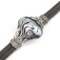Antique Art Nouveau sterling silver & mabé pearl flexible cuff bracelet