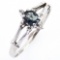 Estate 14K white gold diamond & natural alexandrite ring