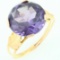 Vintage unmarked 14K yellow gold leaf alexandrite ring