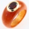 Estate carnelian & garnet 14K yellow gold bezel dome ring