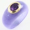 Estate purple jade & amethyst 14K yellow gold bezel dome ring