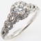 Estate 14K white gold Vera Wang diamond halo Love Collection ring