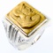 Vintage Art Deco 10K white gold tiger's eye intaglio ring
