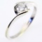 Estate 14K white gold diamond solitaire curved ring