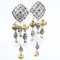 Estate Michael Dawkins sterling silver pearl & topaz dangle earrings