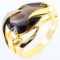 Estate gold-plated sterling silver diamond & smoky quartz ring
