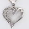 Estate sterling silver diamond heart necklace with 36 round diamonds & a sterling silver curb chain