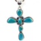 Estate Raymond Delgarito & R.B. Shop Native American sterling silver turquoise cross necklace