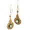 Estate unmarked 10K natural emerald dangle earrings