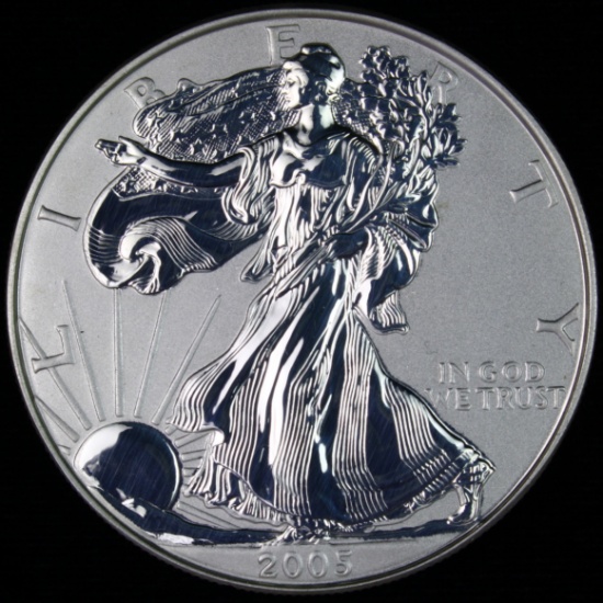 2005 "reverse proof" U.S. American Eagle silver dollar