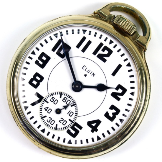 Circa 1940 23-jewel Elgin B.W. Raymond model 15 lever-set open-face pocket watch