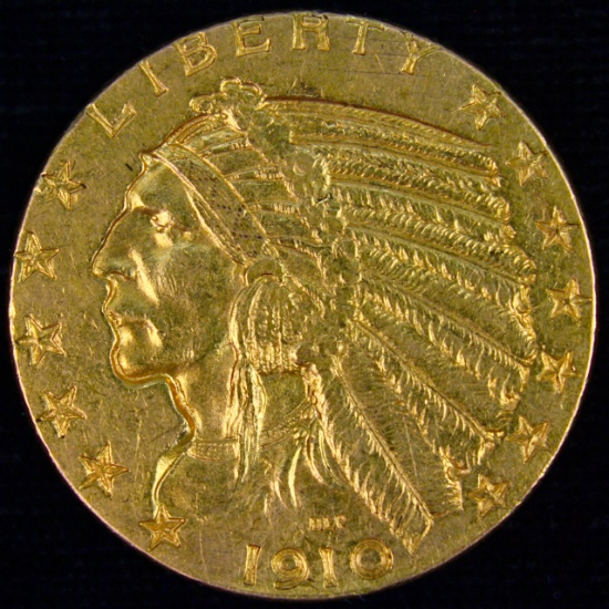 1910 U.S. $5 Indian head gold coin