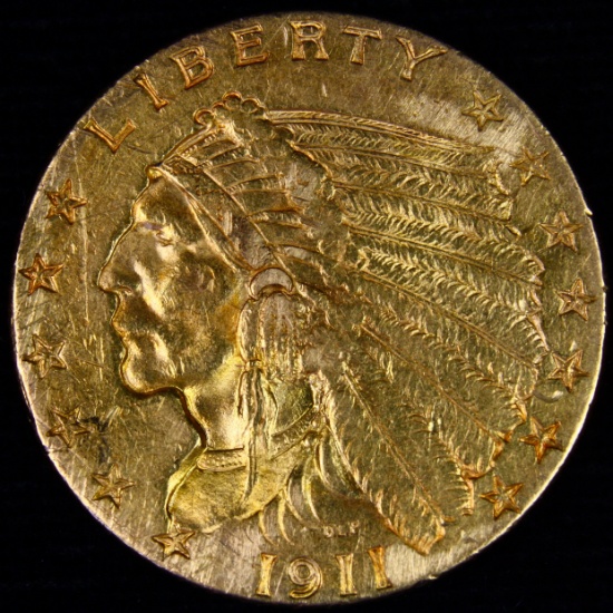 1911 U.S. $2 1/2 Indian head gold coin