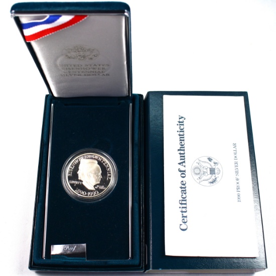 1990 U.S. proof Eisenhower commemorative silver dollar